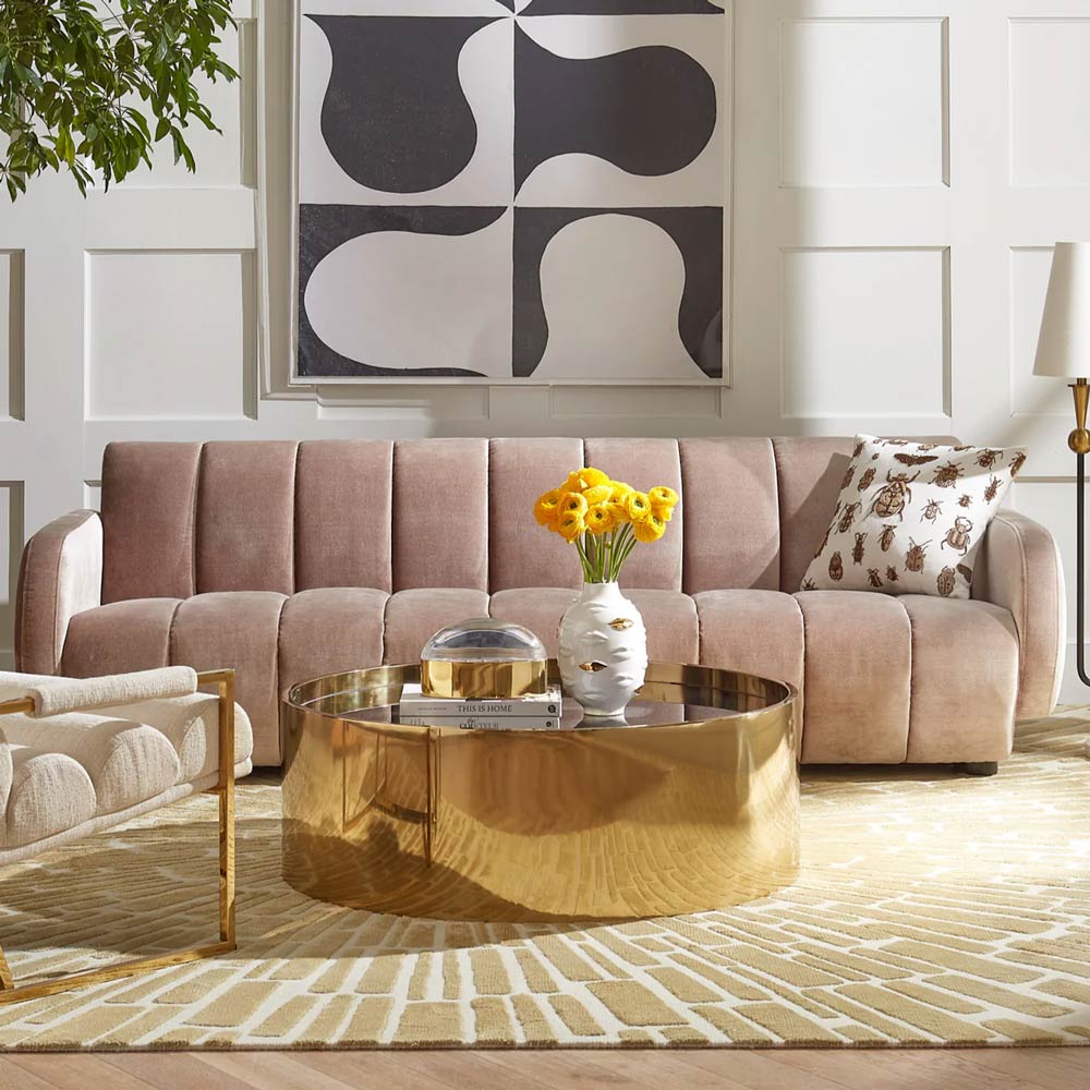 Modern staineless steel cocktail table | Gold round coffee table