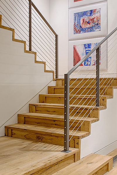 Modern staircase in cliff dwelling near lake Austin, Texas, USA