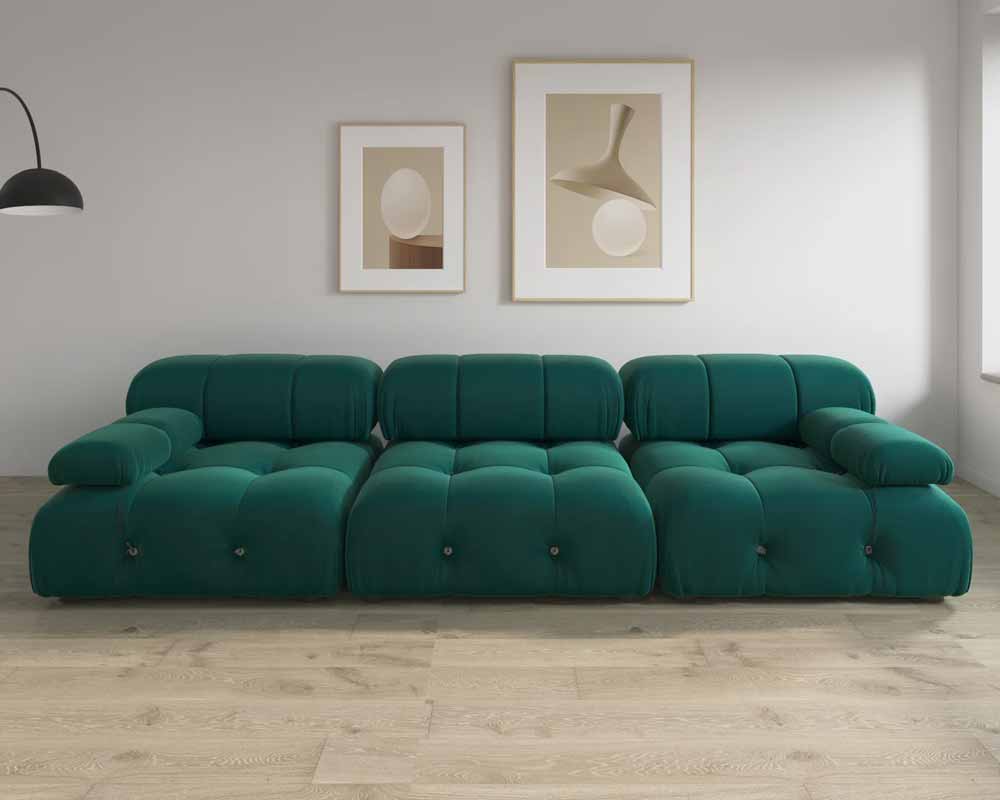 Modern minimalist green velvet sofa | modular green velvet sofa