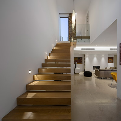 Modern wood staircase in contemporary villa in Algarve