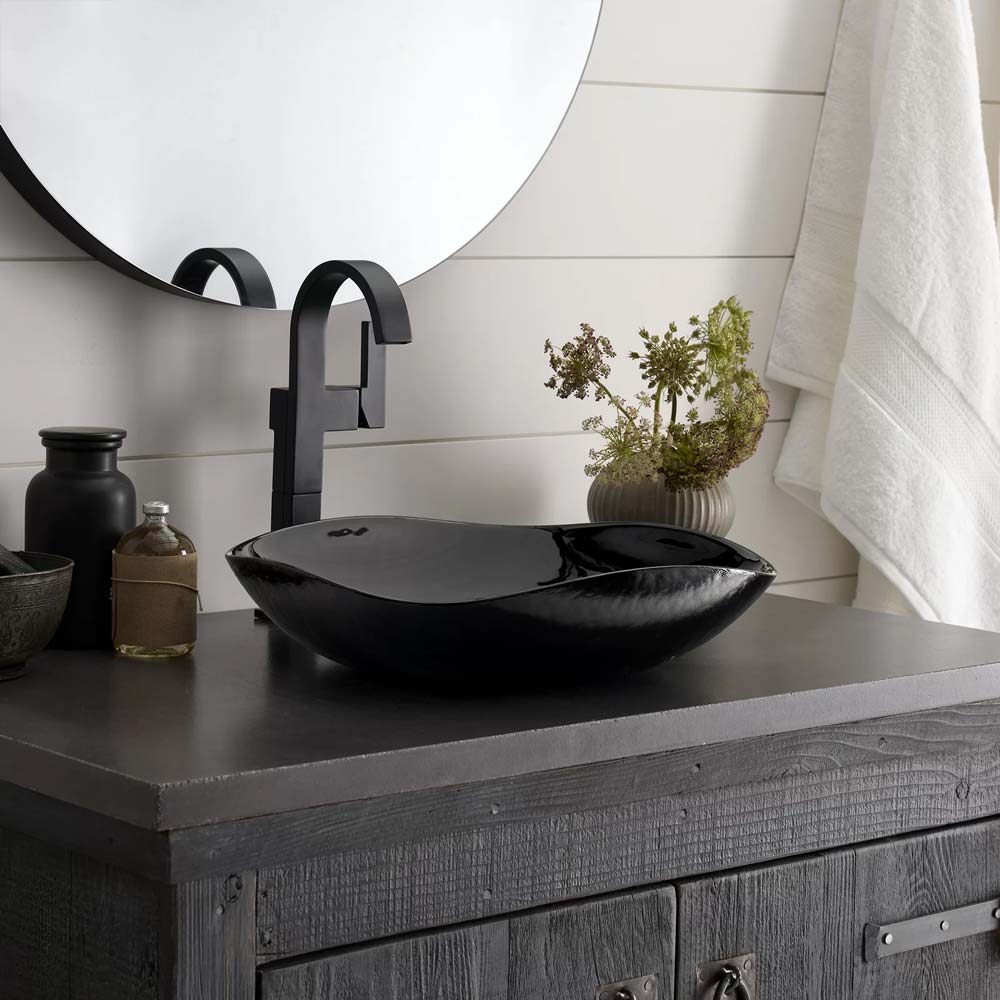 Murano Glass Specialty Black Vessel Bathroom Sink | Murano Glass Vessel Sink For Sale