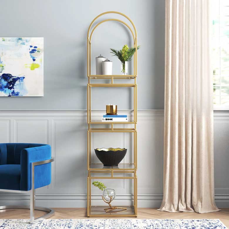 Tall narrow bookcase | Narrow arched bookshelf