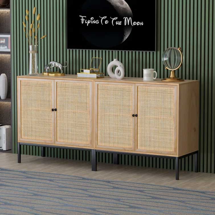 Natural cane sideboard - set of 2 | affordable rattan / cane sideboard