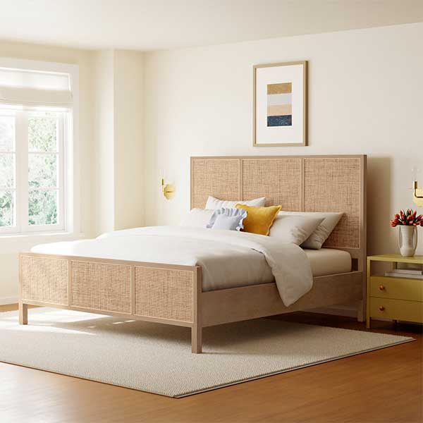 Nellie Cane Bed - cane rattan bed perfect for a bedroom with boho decor