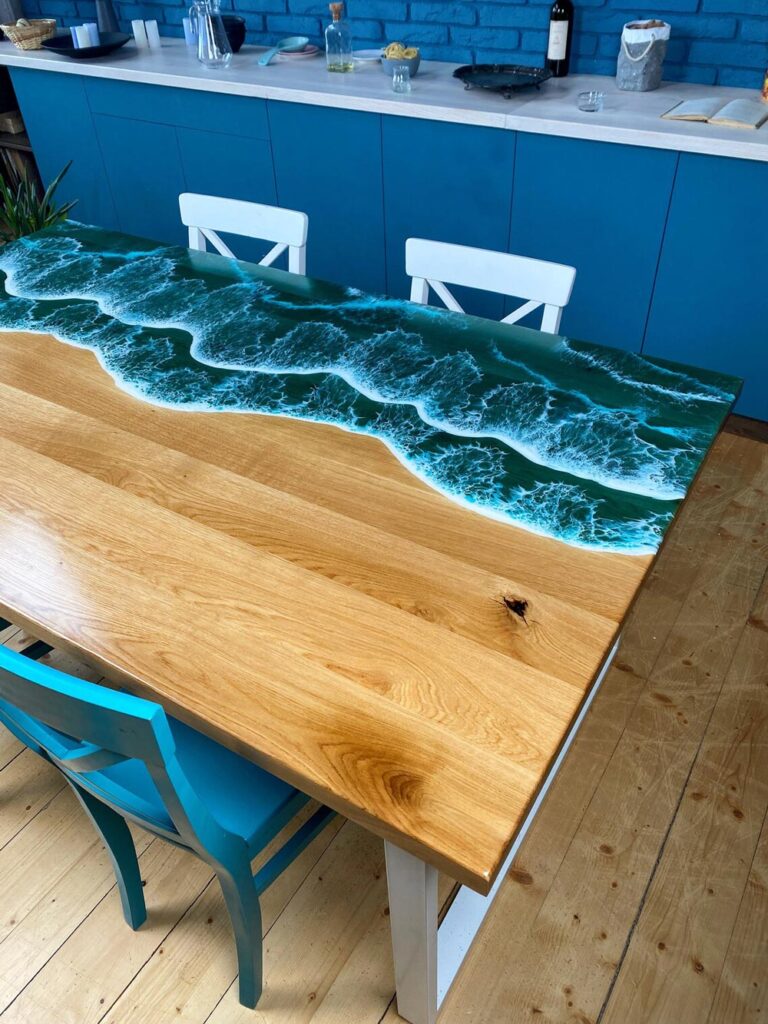 Cool ocean epoxy resin table
