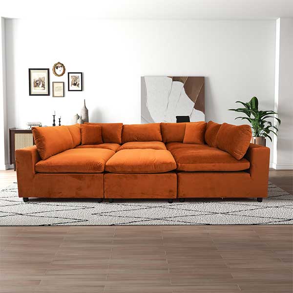 Mississippi 6 - Piece Velvet Upholstered Modular Sectional Sofa
