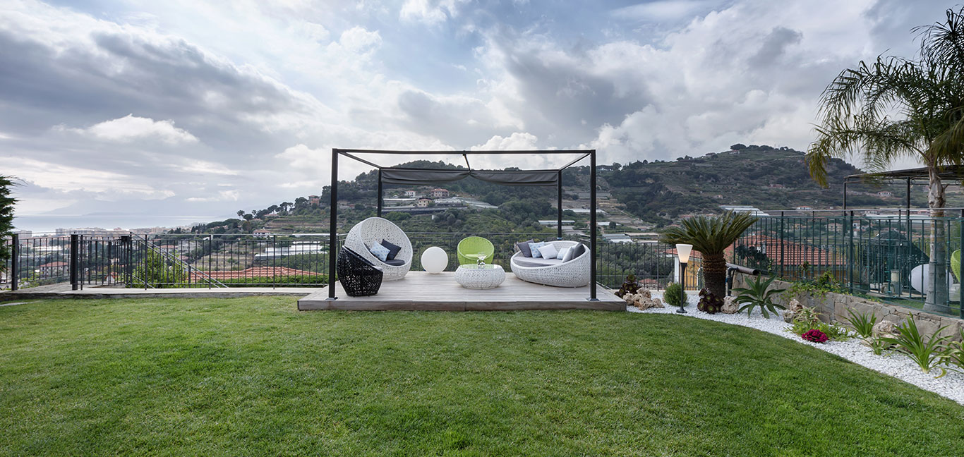Spectacular outdoor lounge area - stylish villa in Bordighera, Italy designed by NG-Studio