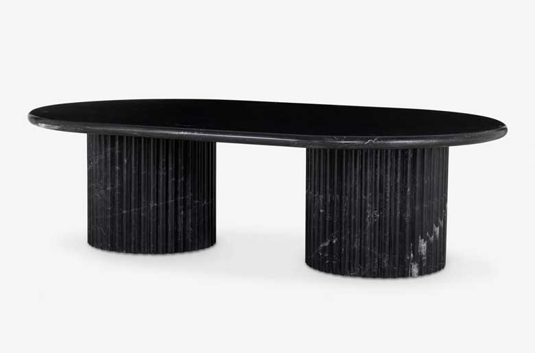 Oval Coffee Table Black Marble