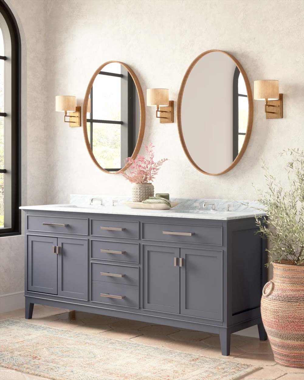 Oval Gold Vanity Mirror - can be installed in bathroom, living room, hallway, entryway 