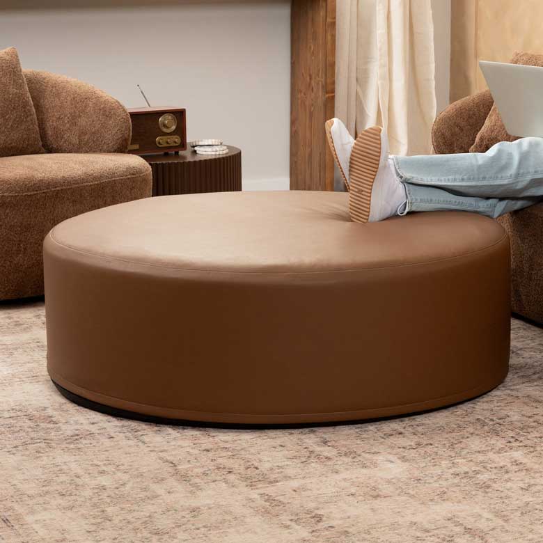 Oversized Ottoman Coffee Table and Foot Rest - round leather ottoman for sale