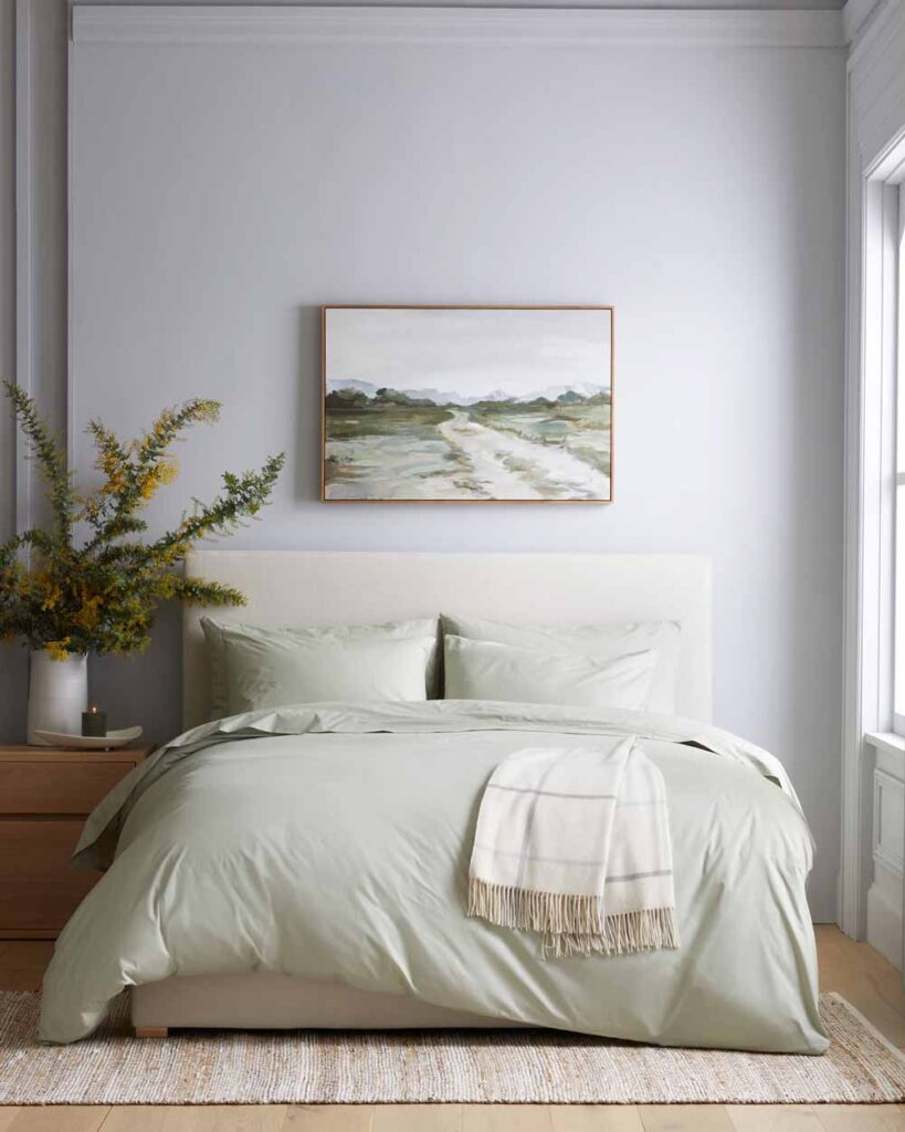 Classic Organic Percale Duvet Cover Set - Sage Green color