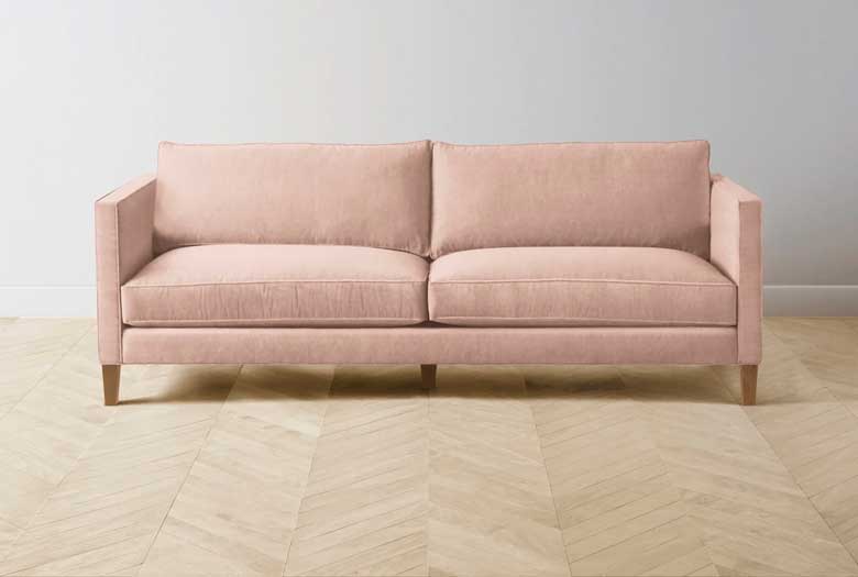 Performance velvet dusty rose sofa for sale