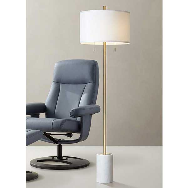 Possini Euro Milan 64" Gold Finish Modern Floor Lamp with Marble Base