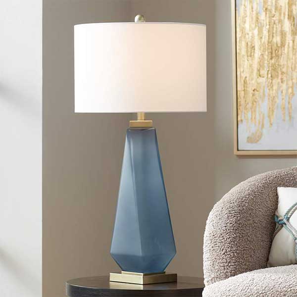 Possini Euro Sarah 32" Modern Blue Twist Art Glass Table Lamp