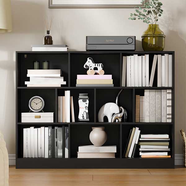 Presly 3 Tier Cube Bookcase Modern Bookshelf with 10 Cubes