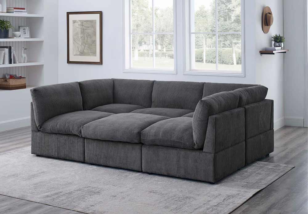 Priyen 6-Piece Pit Sectional Couch / 6-Piece – Includes Armless Chair Component, Chair Component, Ottoman
