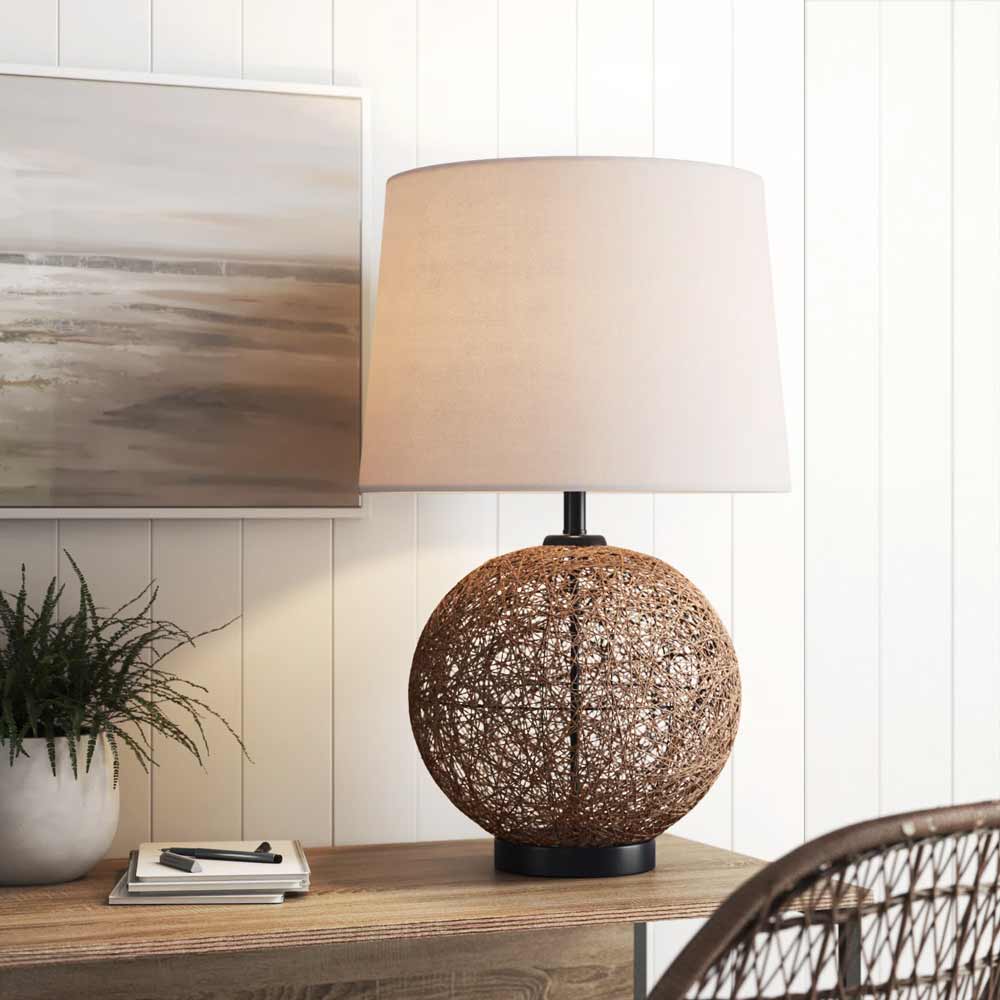 Rattan table lamp bring rustic style to living room, bedroom or home office