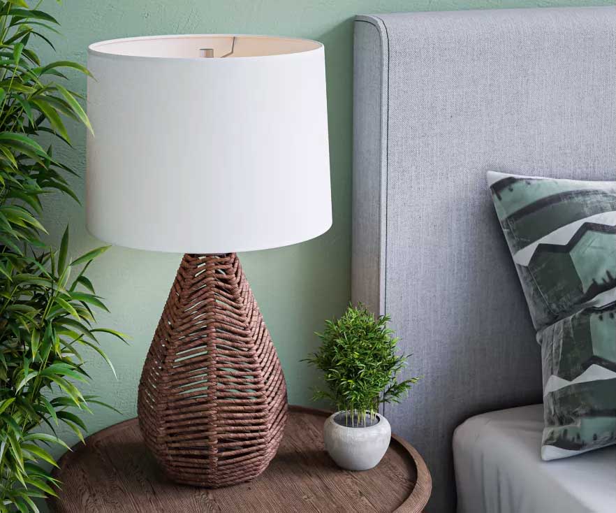 Rattan table lamp for home office, living room, or bedroom | It's perfect for rattan, beach, or boho home decor