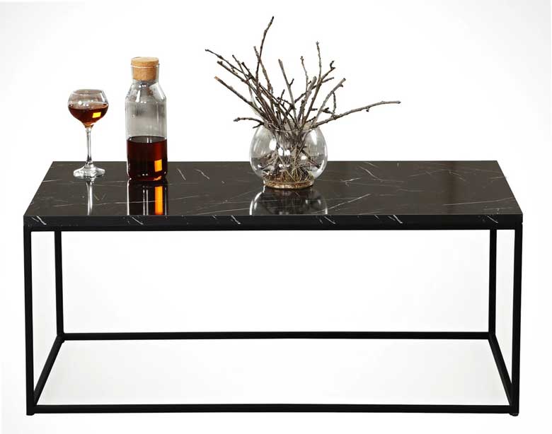 Black marble rectangular coffee table for sale