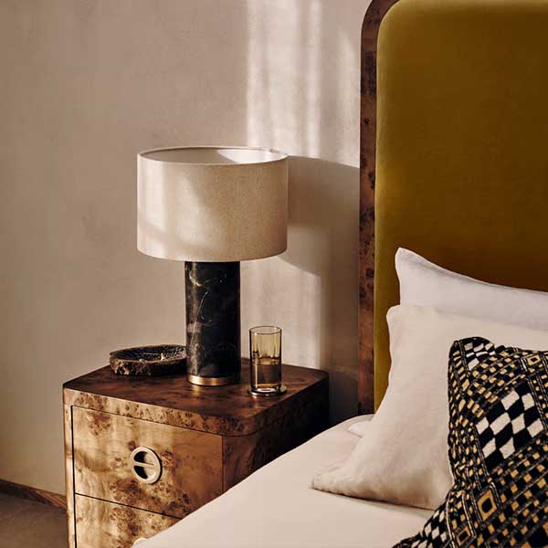 Remi Marble Table Lamp, Brown - unique table lamp with sculptural brown marble base