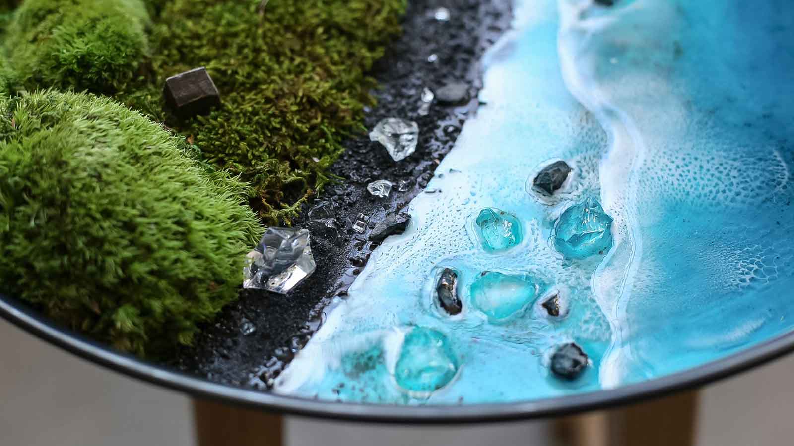 Amazing framed moss and epoxy resin art