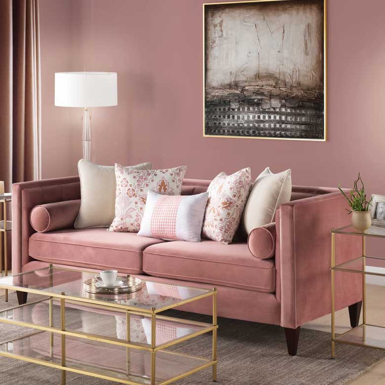 Ash Rose Velvet Tuxedo Sofa