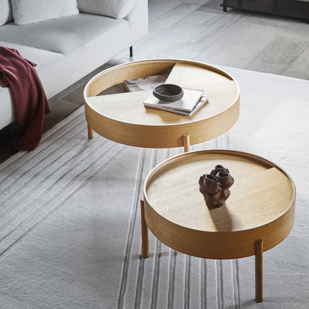 Wood round coffee table with storage - available in multiple colors and sizes