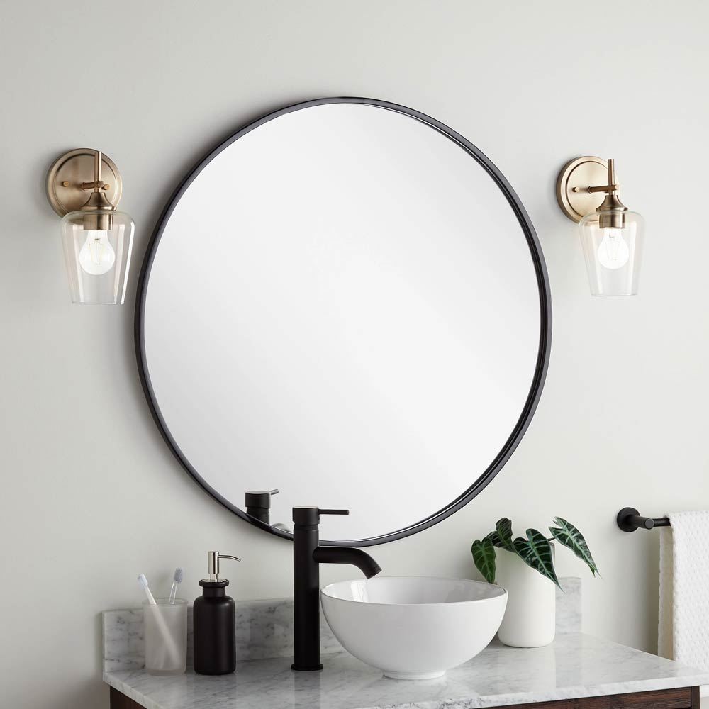 Round Decorative Vanity Mirror Perfect For A Modern Bathroom