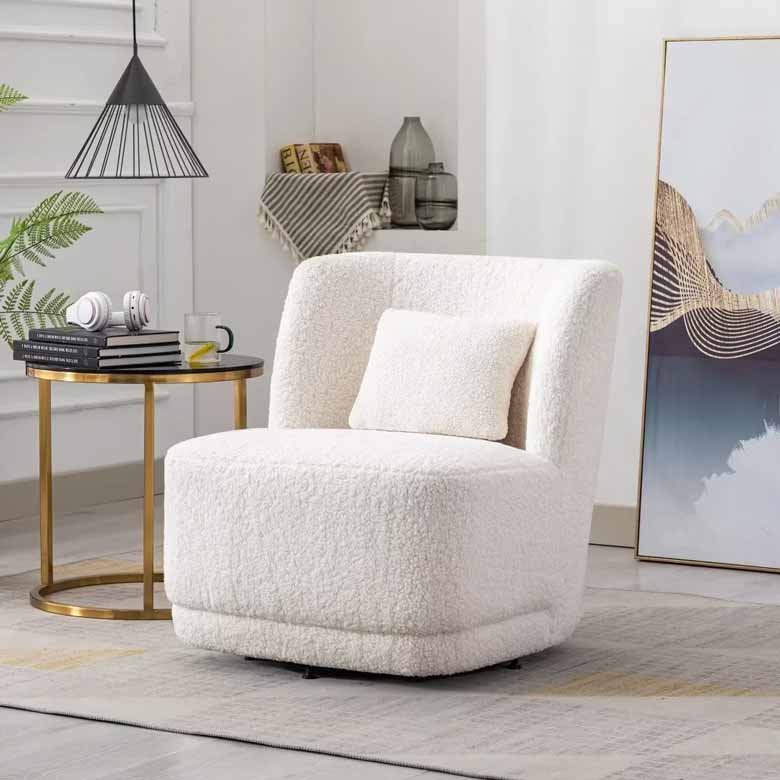 Round swivel sherpa barrel chair