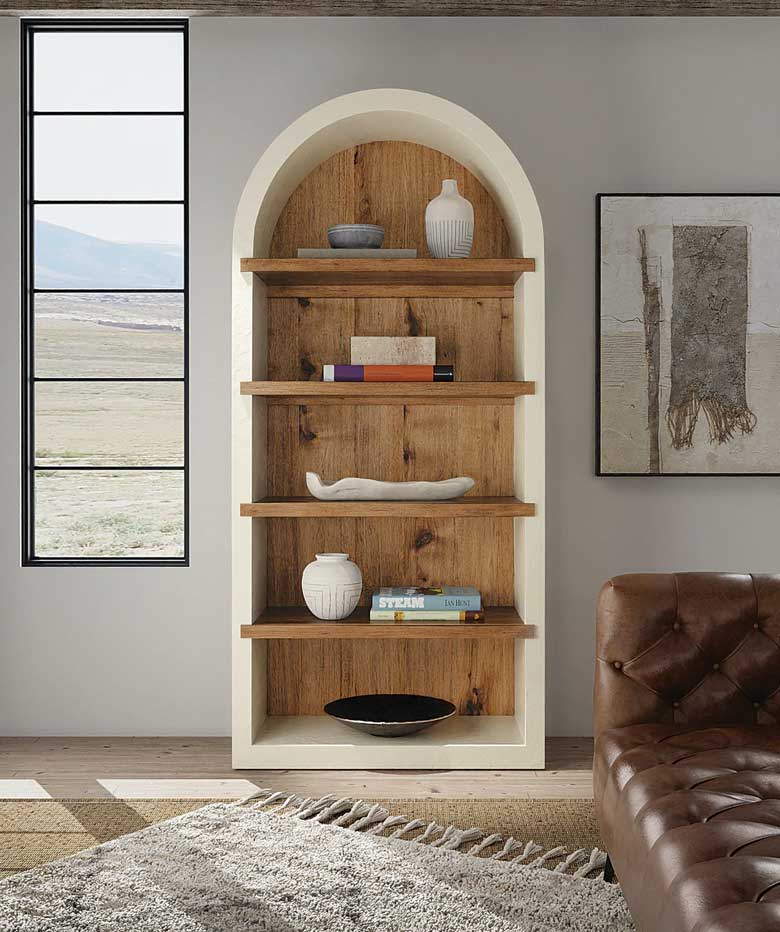 Rustic arched bookcase