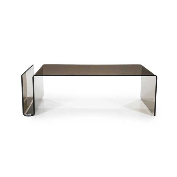 By Boo Shadow Glass Coffee Table - crafted entirely from glass, this coffee table's rectangular top flows seamlessly into its base and a magazine rack at one side