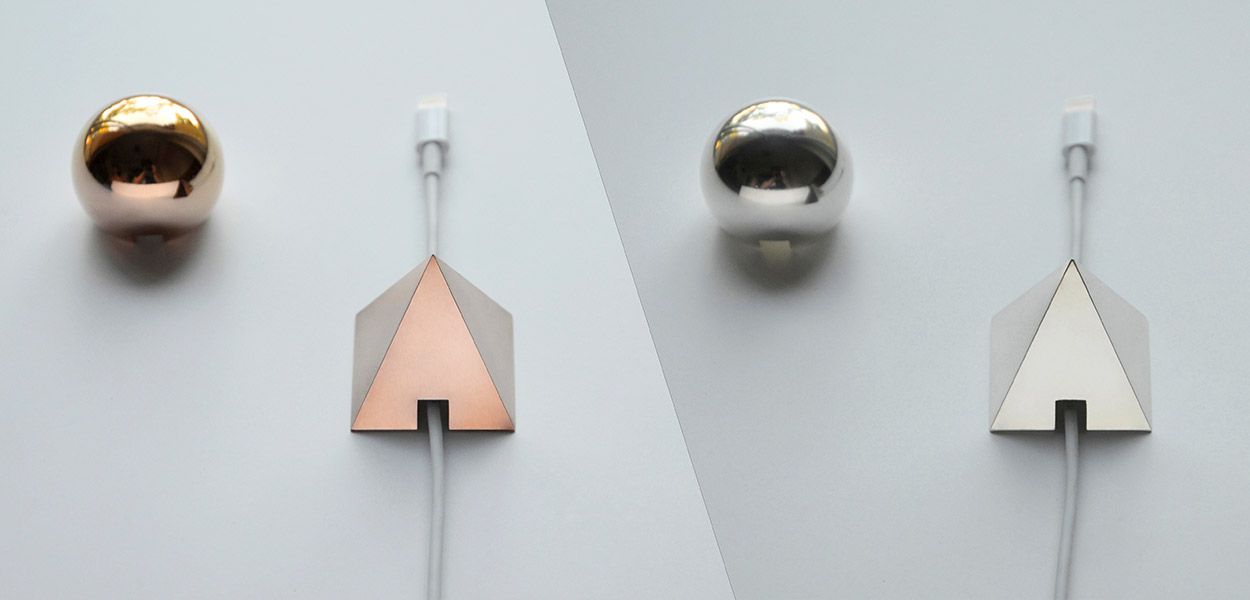 SHAPES - Metal Cable Holder available in silver, gold and rose gold, they work almost any device.