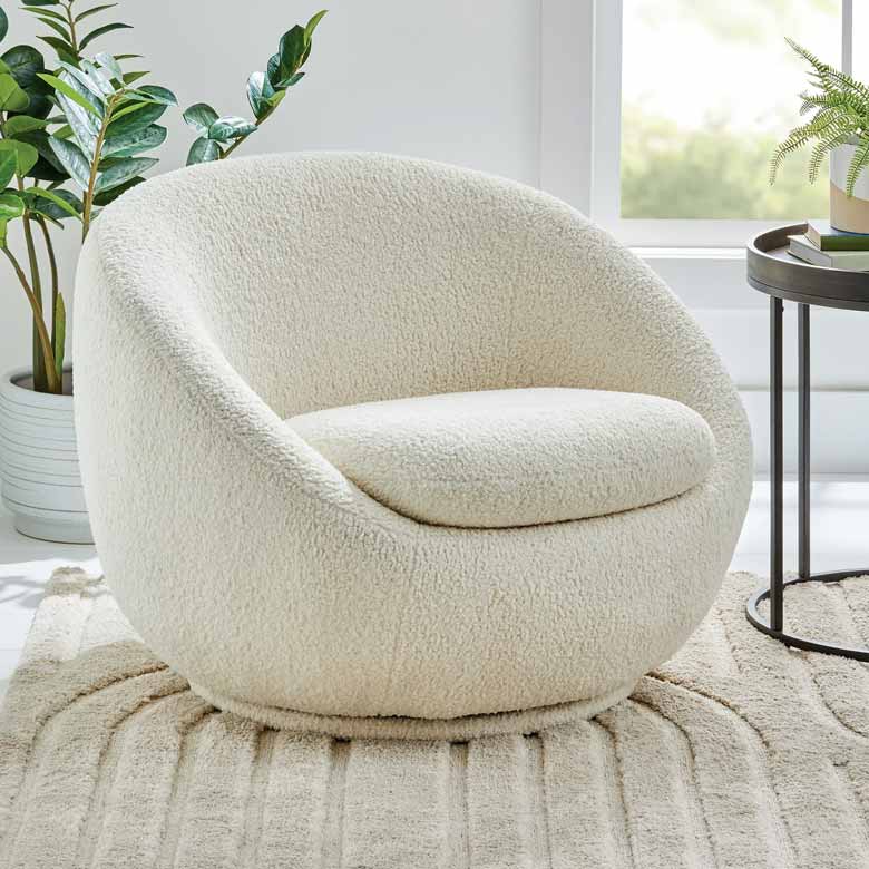 Cream Swivel Sherpa Chair - Perfect for modern living room or bedroom