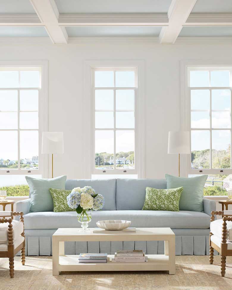 Sky blue pleated sofa for sale