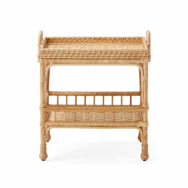 South Seas Rattan Side Table / Rattan Nightstand perfect for coastal & boho home decor