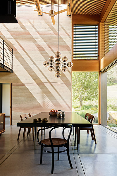 Lavish dining table in sustainable modern Californian retreat by Feldman Architecture