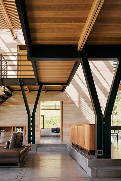 Wood is used throughout the interior of this modern Californian retreat