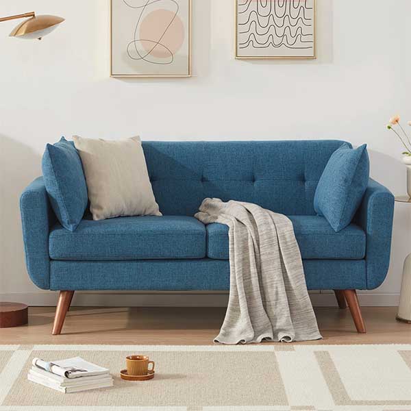 67" Square Arm Loveseat Blue