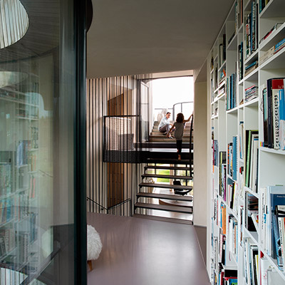 Modern staircase in contemporary smart home in The Netherlands