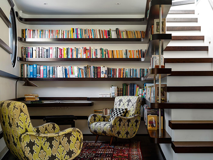 Library design for the owner's book collection - stunning dwelling in Sydney, Australia