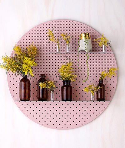 Stylish perforated wall shelves Bride and Wolfe