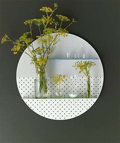 Stylish perforated wall shelves circular shape