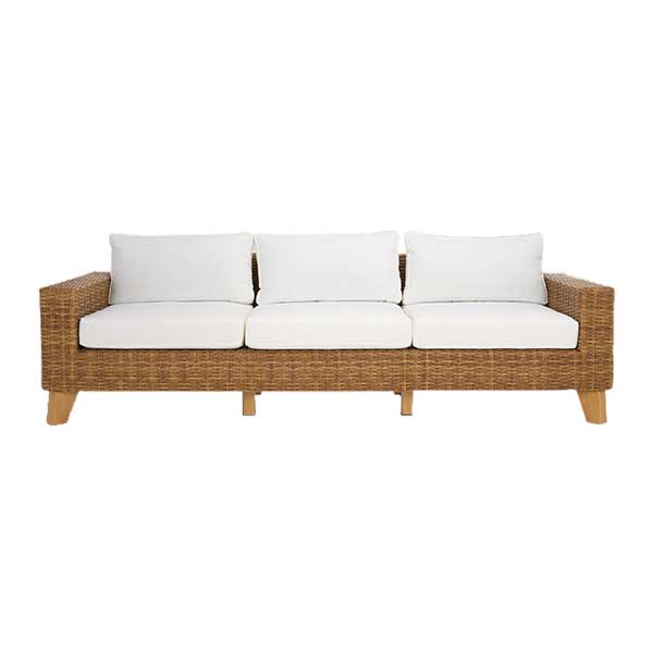 Swifton 94.5" Wicker Sofa with a deep seat and padded back cushions