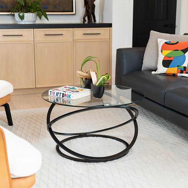 Dimitri Galaxy Tempered Glass Black Round Coffee Table