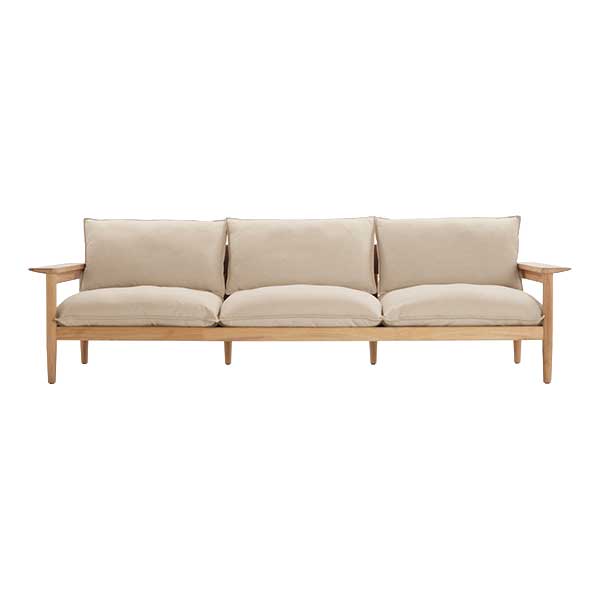Terassi Sofa - modern outdoor sofa featuring a high-quality, straight grain teak frame with wide armrests