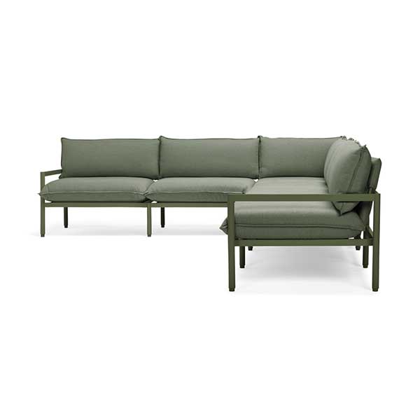 Terra 136'' Wide Reversible Powder Coated Aluminum Patio Sectional with Sunbrella® Cushions - large green outdoor sectional couch