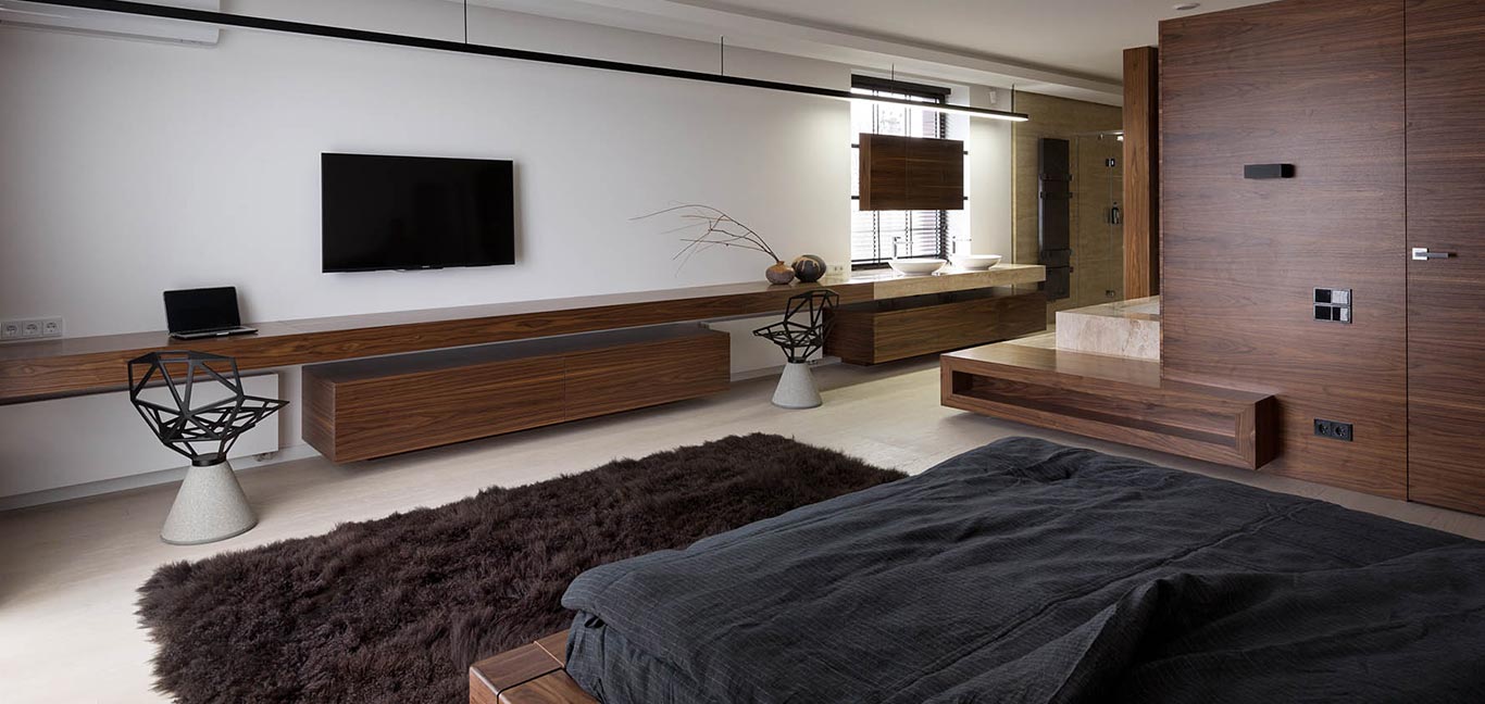 Stylish modern bedroom - Two Levels by NOTT Design studio - redesigned house in Ukraine