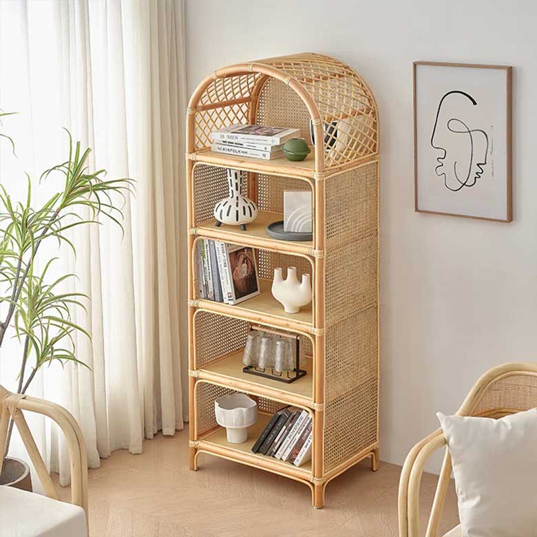 Vintage wicker rattan bookcase for sale