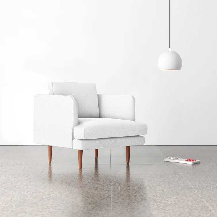 Modern white boucle chair | upholstered armchair