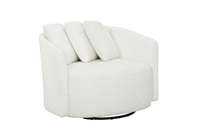 Affordable round boucle swivel barrel chair for sale - this comfortable accent chair is perfect for any living room or bedroom